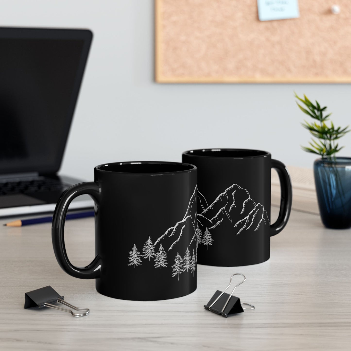 Mountain Landscape | Black Mug for Nature Lovers | Ceramic Mug | 11 oz