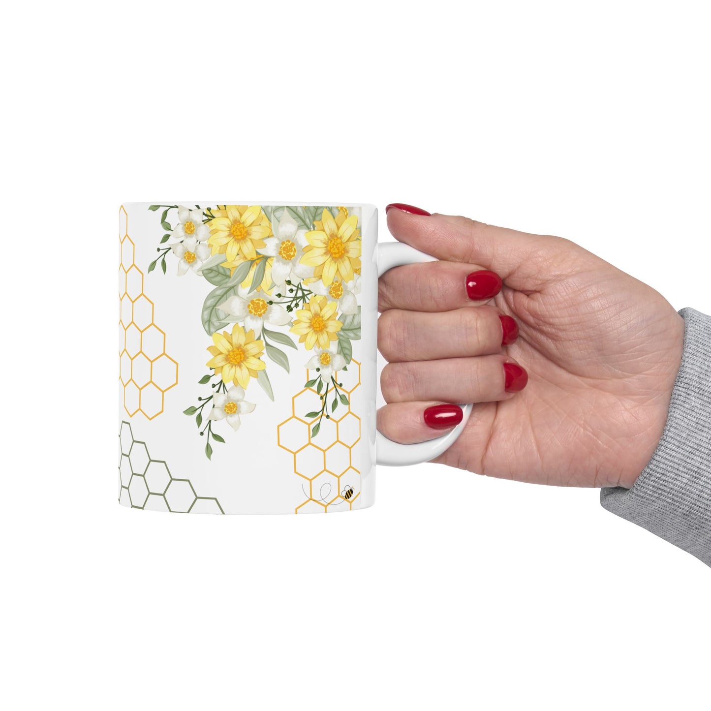 Gnome | Bee |Yellow Flowers | Ceramic Mug | 11 oz