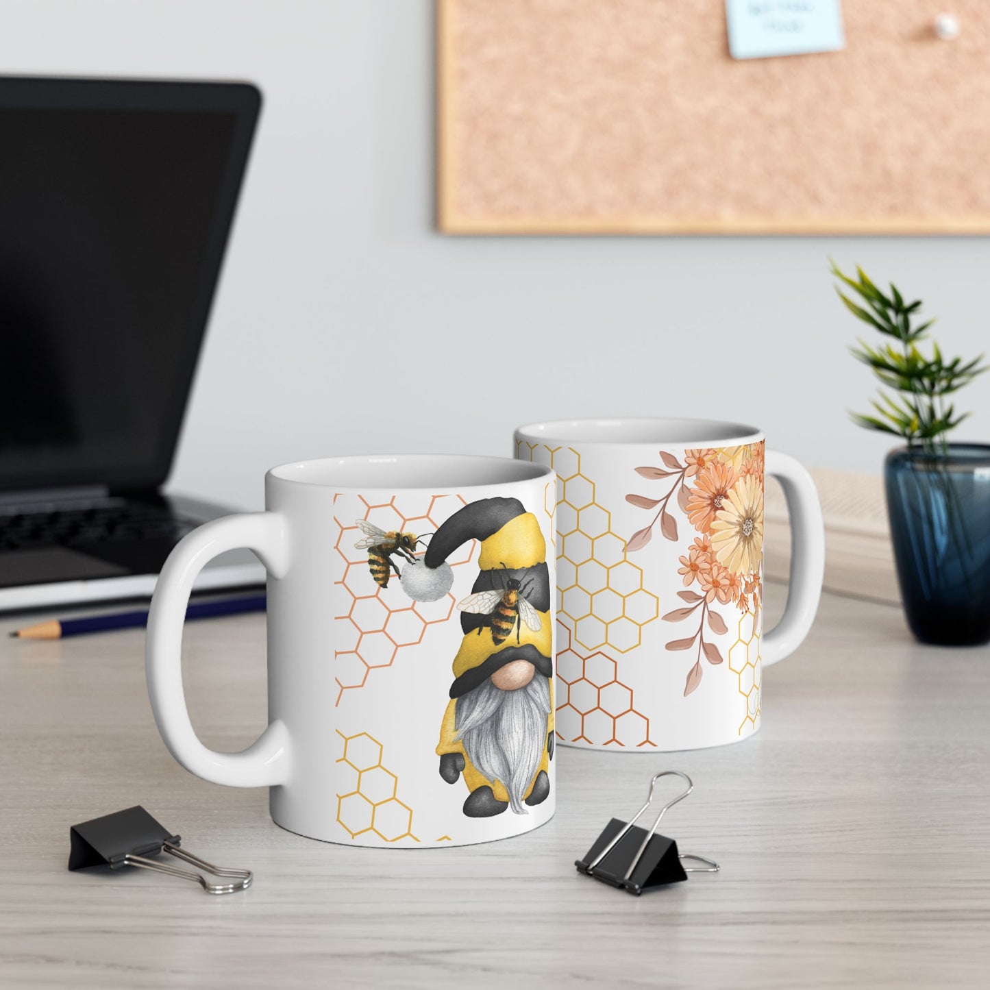 Bee Gnome with Bees Ceramic Mug, 11oz