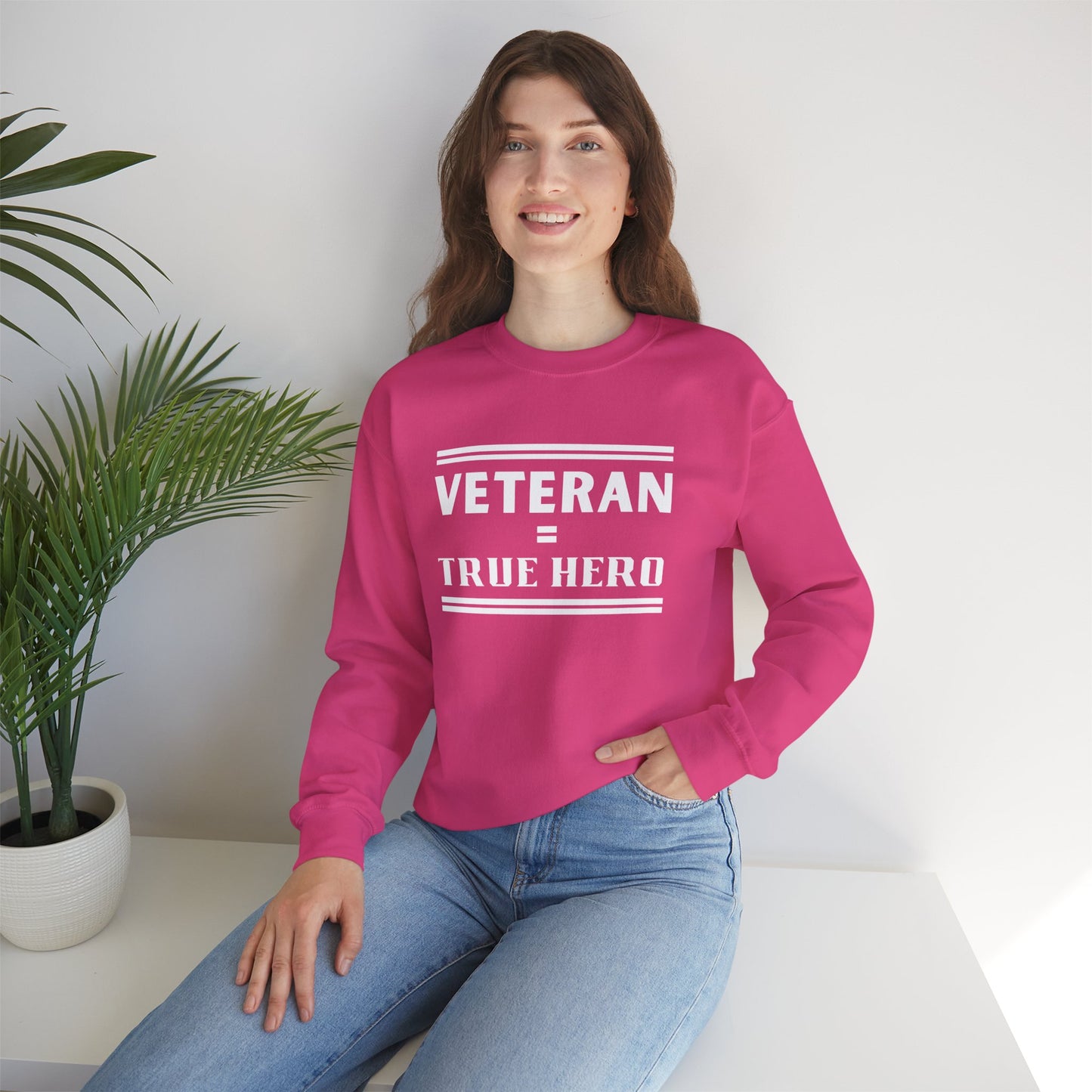 Veteran = True Hero | Unisex Heavy Blend Crewneck Sweatshirt
