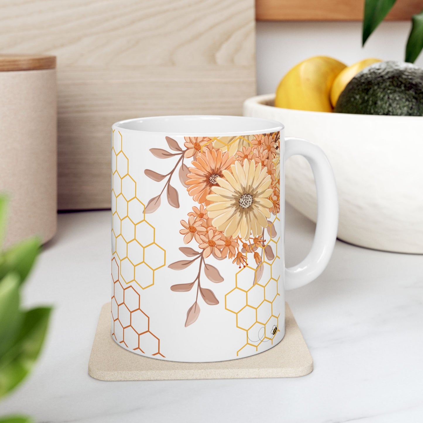 Bee Gnome with Bees Ceramic Mug, 11oz