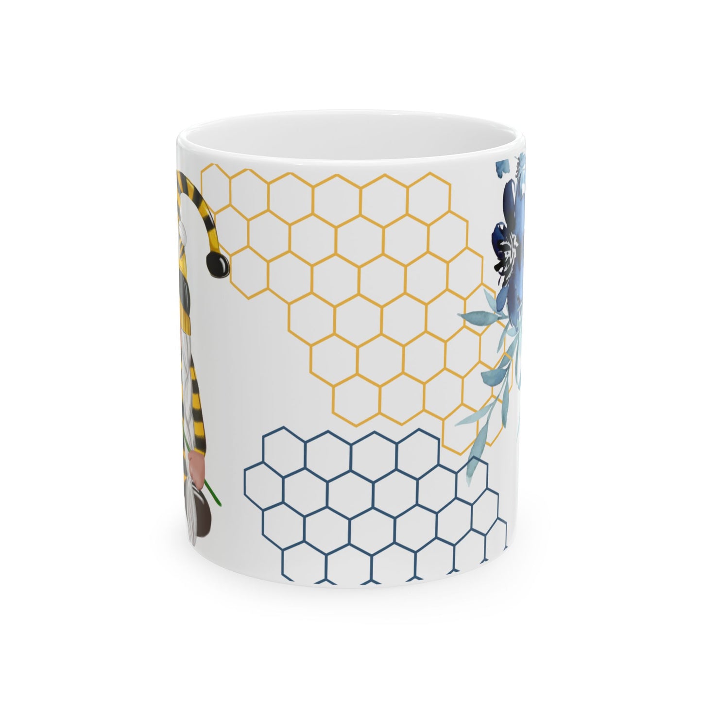 Gnome | Daisy | Blue Flowers | Ceramic Mug | 11 oz