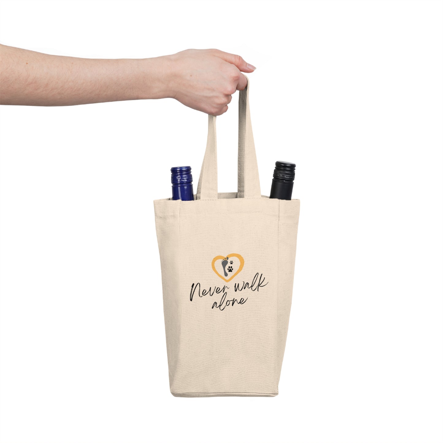 Never Walk Alone | Double Wine Tote Bag