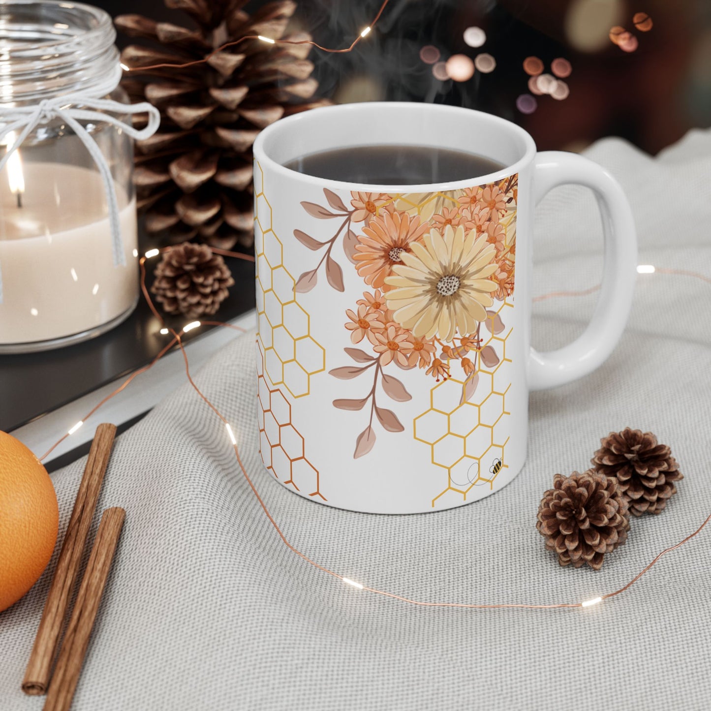 Bee Gnome with Bees Ceramic Mug, 11oz