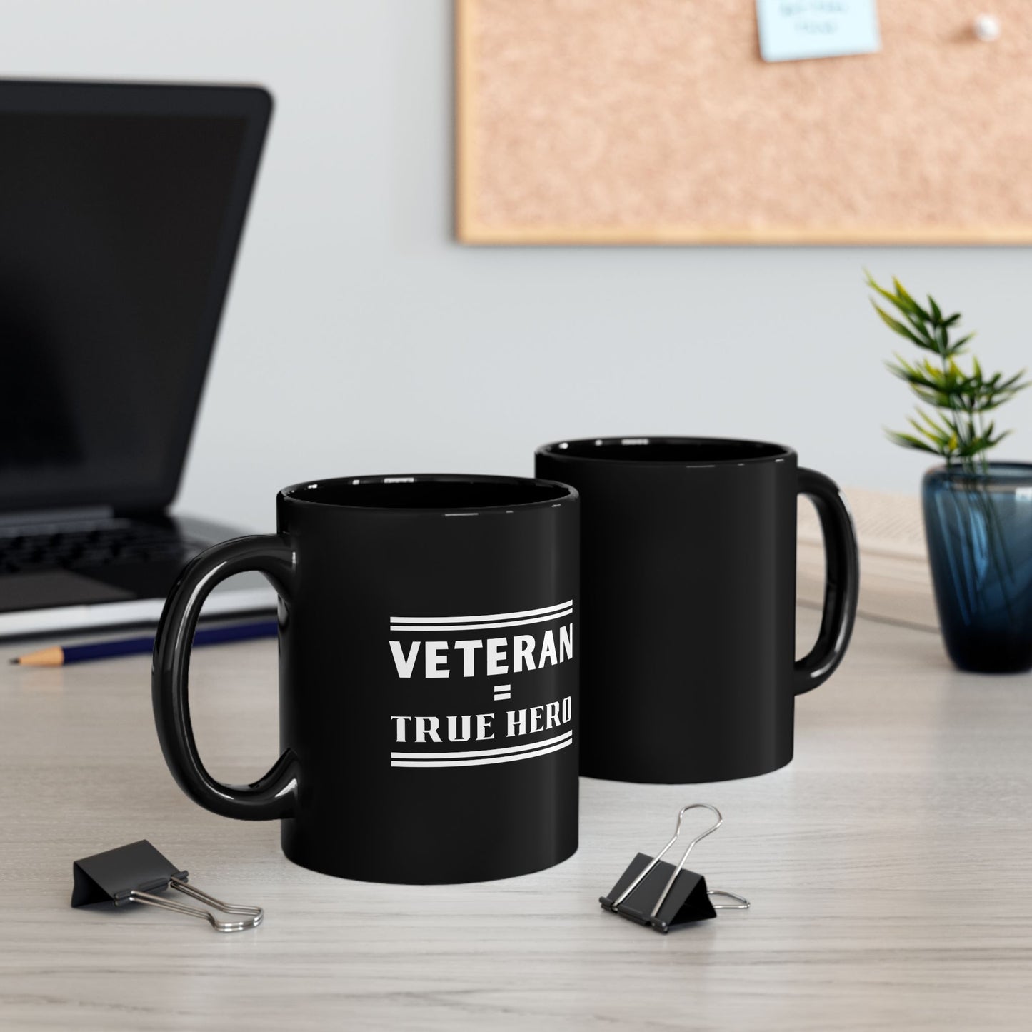 Veteran = True Hero | Black Mug | 11 oz