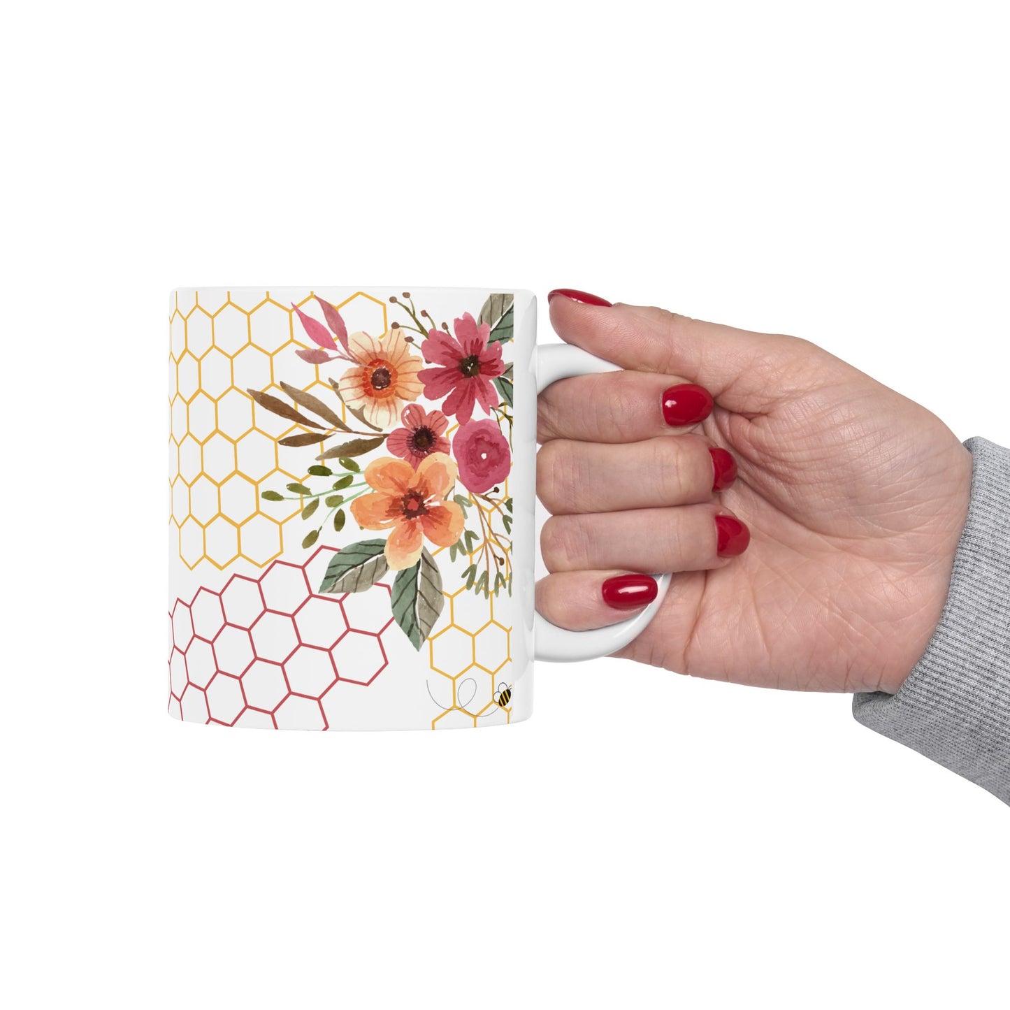 Gnome | Wings | Pink Flowers | Ceramic Mug | 11 oz