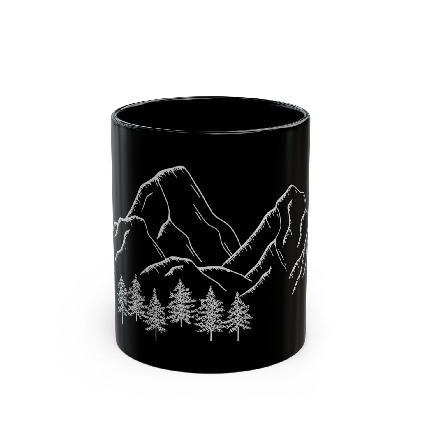 Mountain Landscape | Black Mug for Nature Lovers | Ceramic Mug | 11 oz