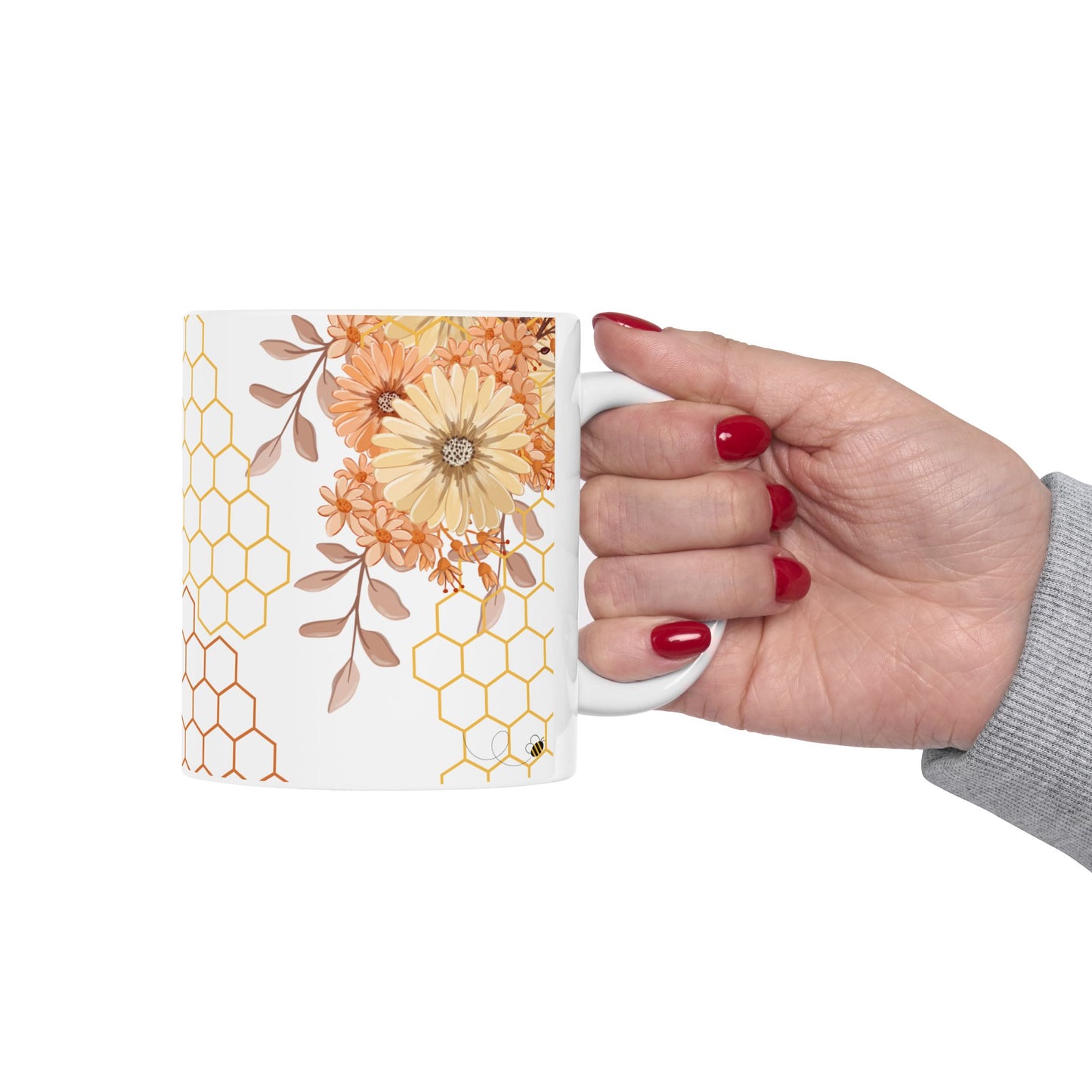 Bee Gnome with Bees Ceramic Mug, 11oz