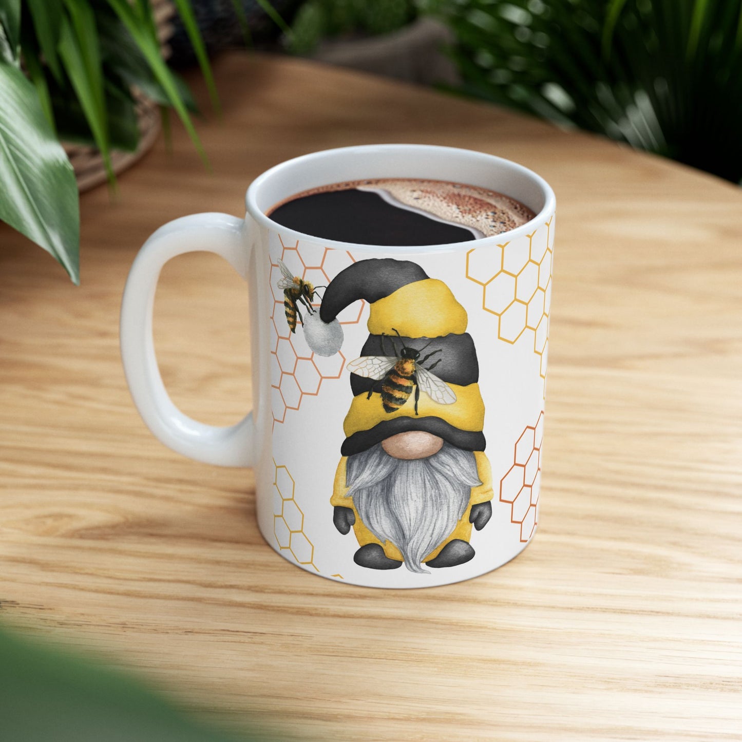 Bee Gnome with Bees Ceramic Mug, 11oz