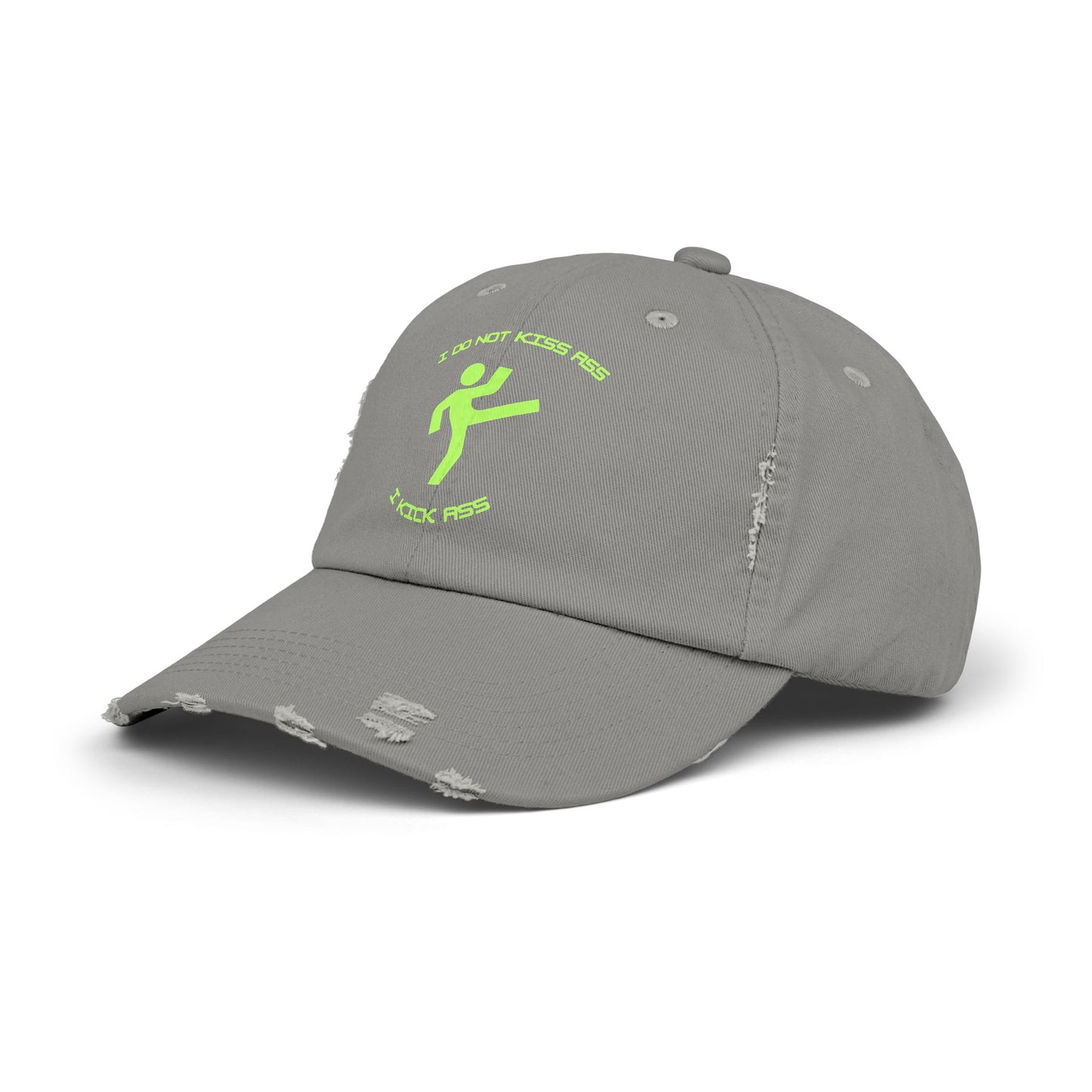 I Don't Kiss I Kick | Unisex Distressed Cap