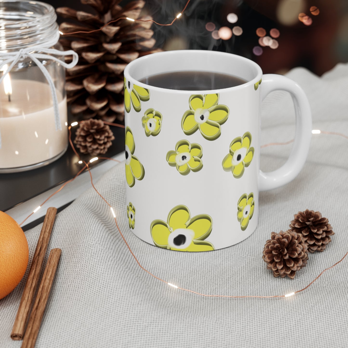 Yellow Floral | Ceramic Mug | 11 oz