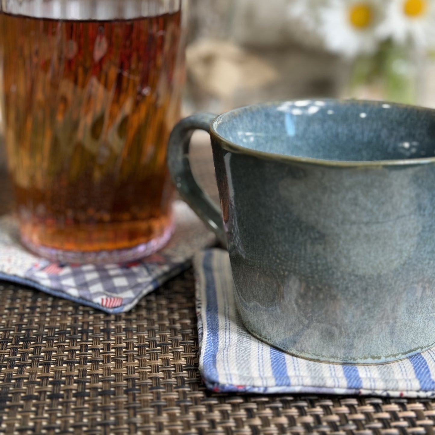 Coasters | Original | Patriotic 2 pack | Floral w/Checker Flags