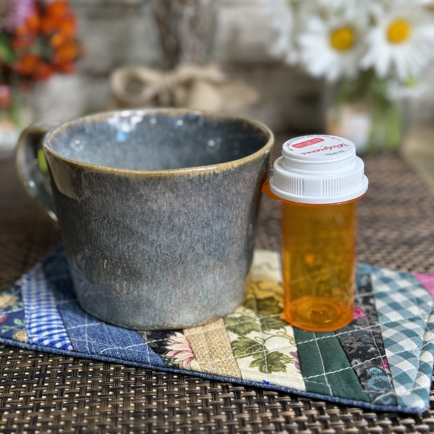 Coasters | Extra Large | Upcycled 1 Pack | Blue/Green/Tan Combo