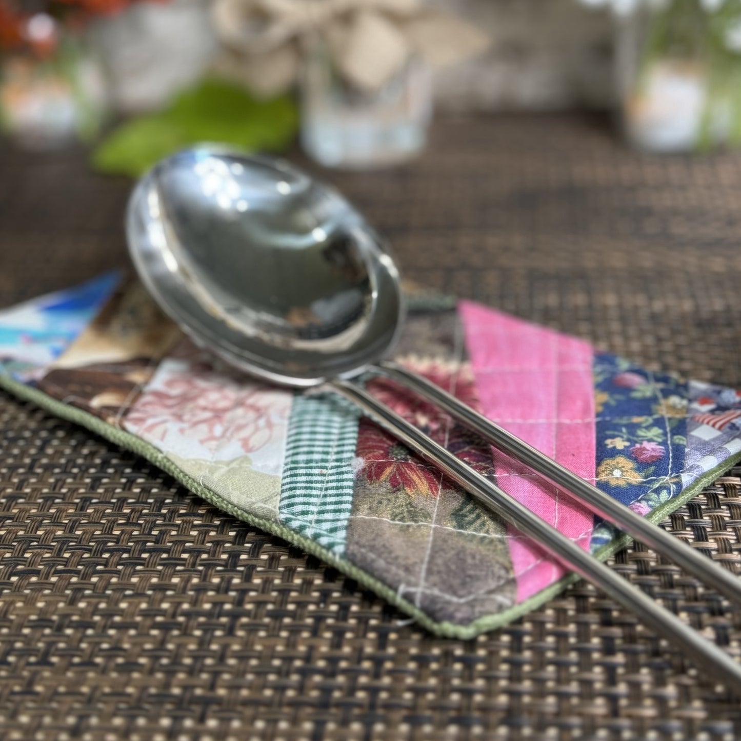 Coasters | Extra Large | Upcycled 1 Pack | Pink/Green/Floral Combo