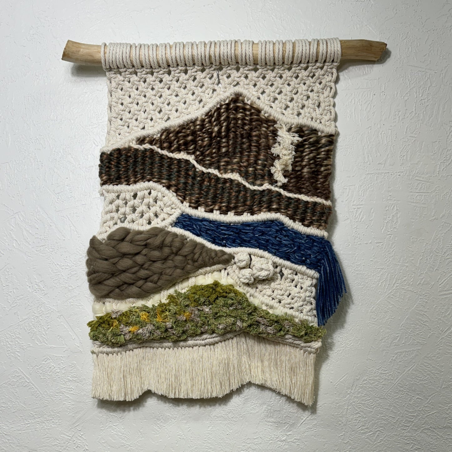 Macrame | Fiber Art | Mountain & Waterfall