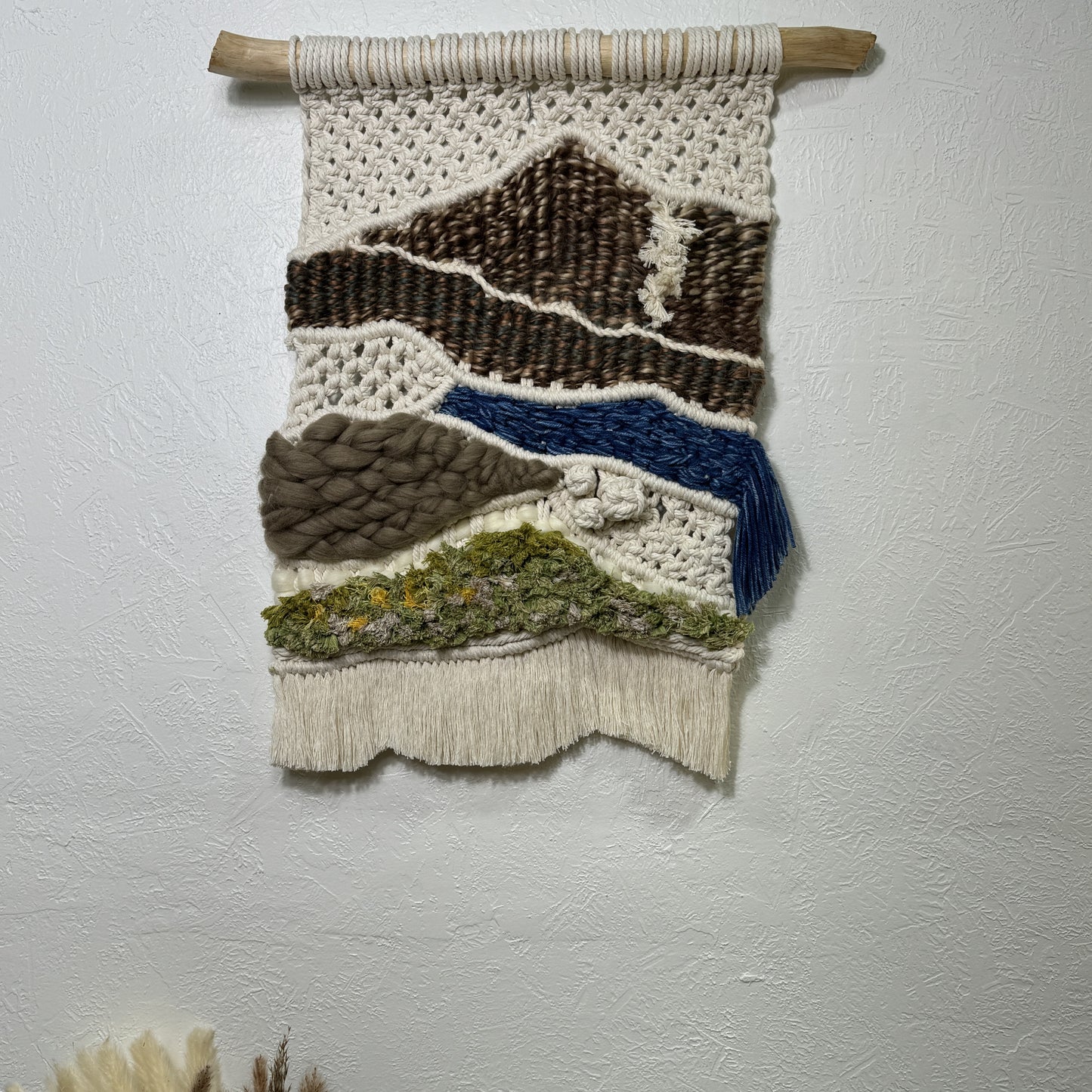 Macrame | Fiber Art | Mountain & Waterfall