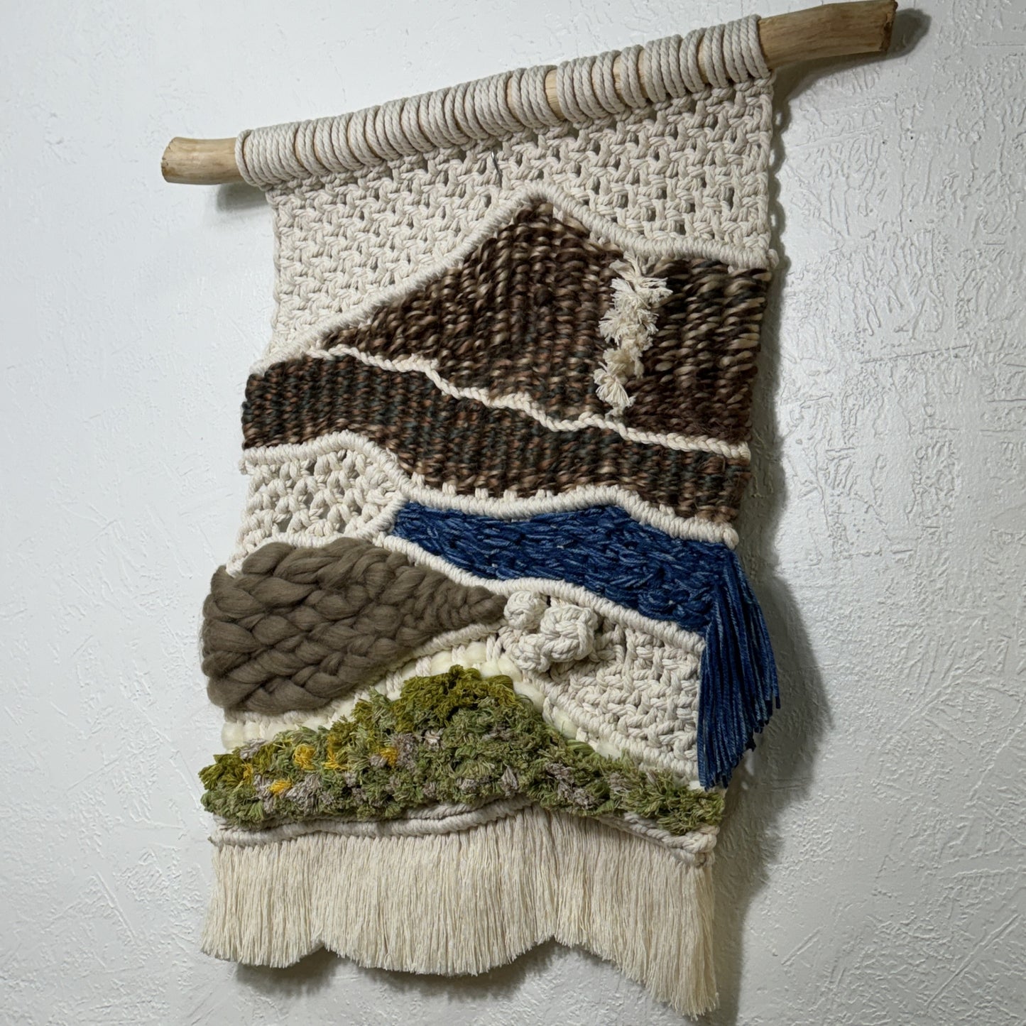 Macrame | Fiber Art | Mountain & Waterfall