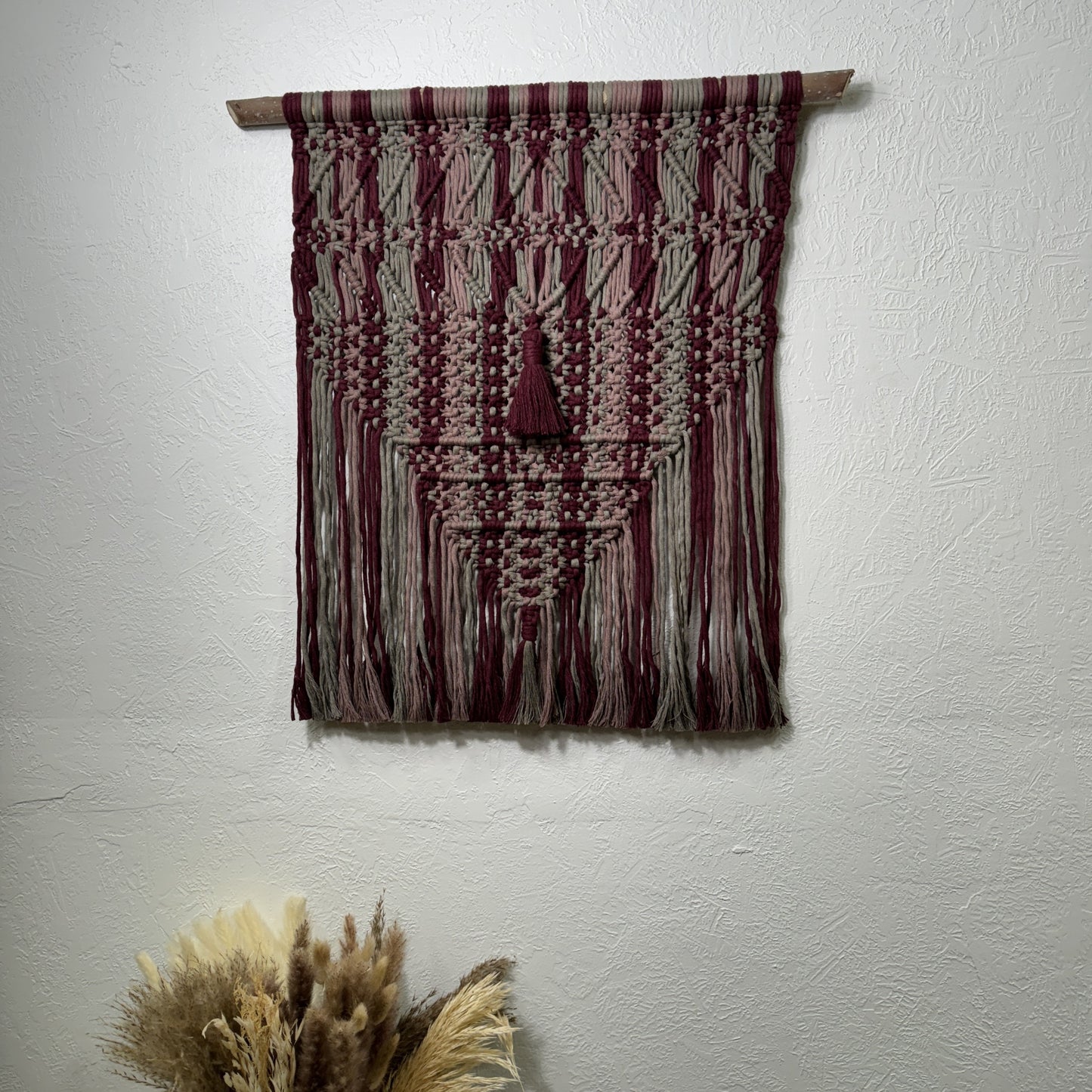 Macrame | Bands of Burgundy & Grey