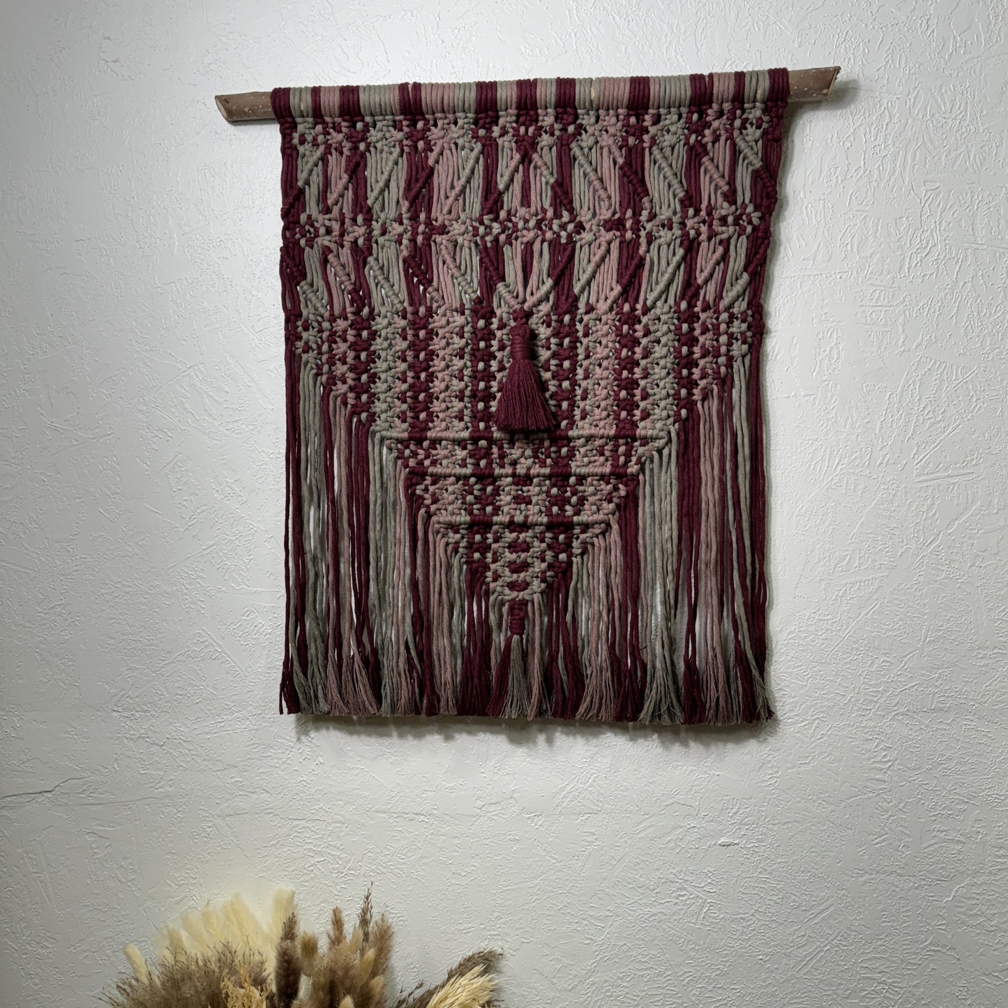 Macrame | Bands of Burgundy & Grey