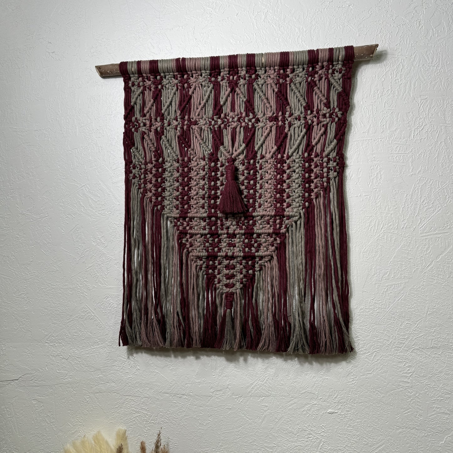Macrame | Bands of Burgundy & Grey