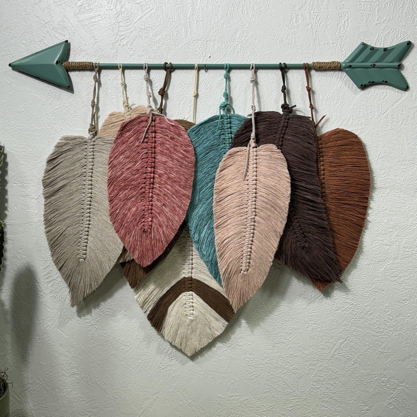 Macrame | Turquoise Arrow and Layered Feathers