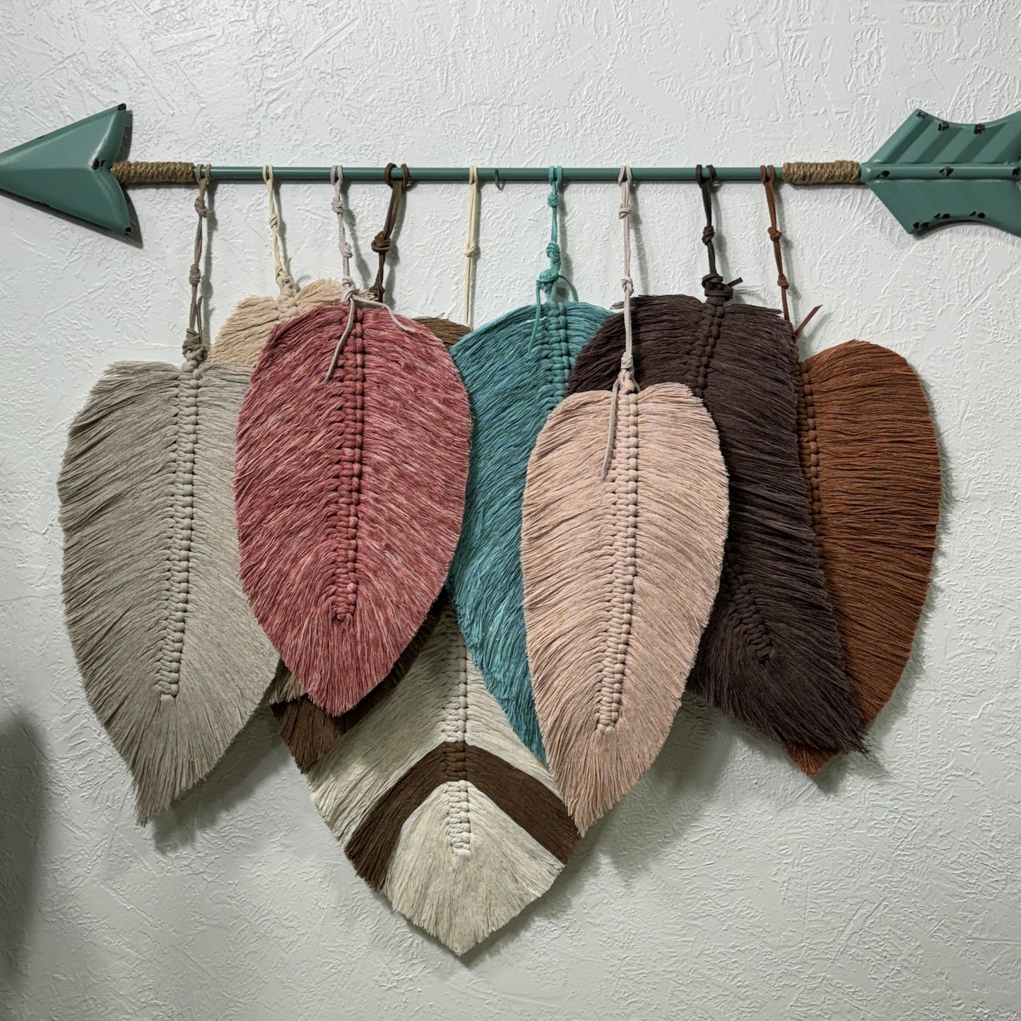 Macrame | Turquoise Arrow and Layered Feathers