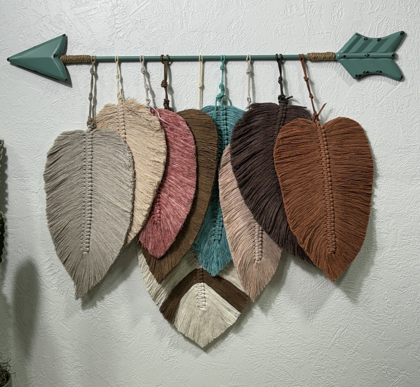 Macrame | Turquoise Arrow and Layered Feathers
