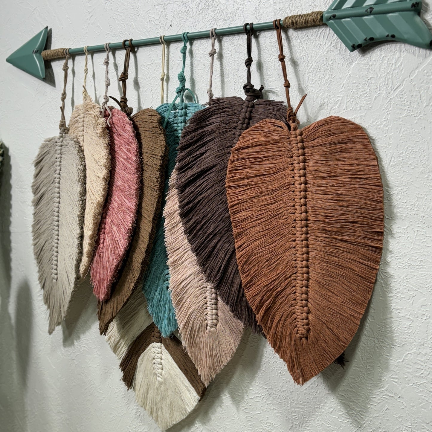 Macrame | Turquoise Arrow and Layered Feathers