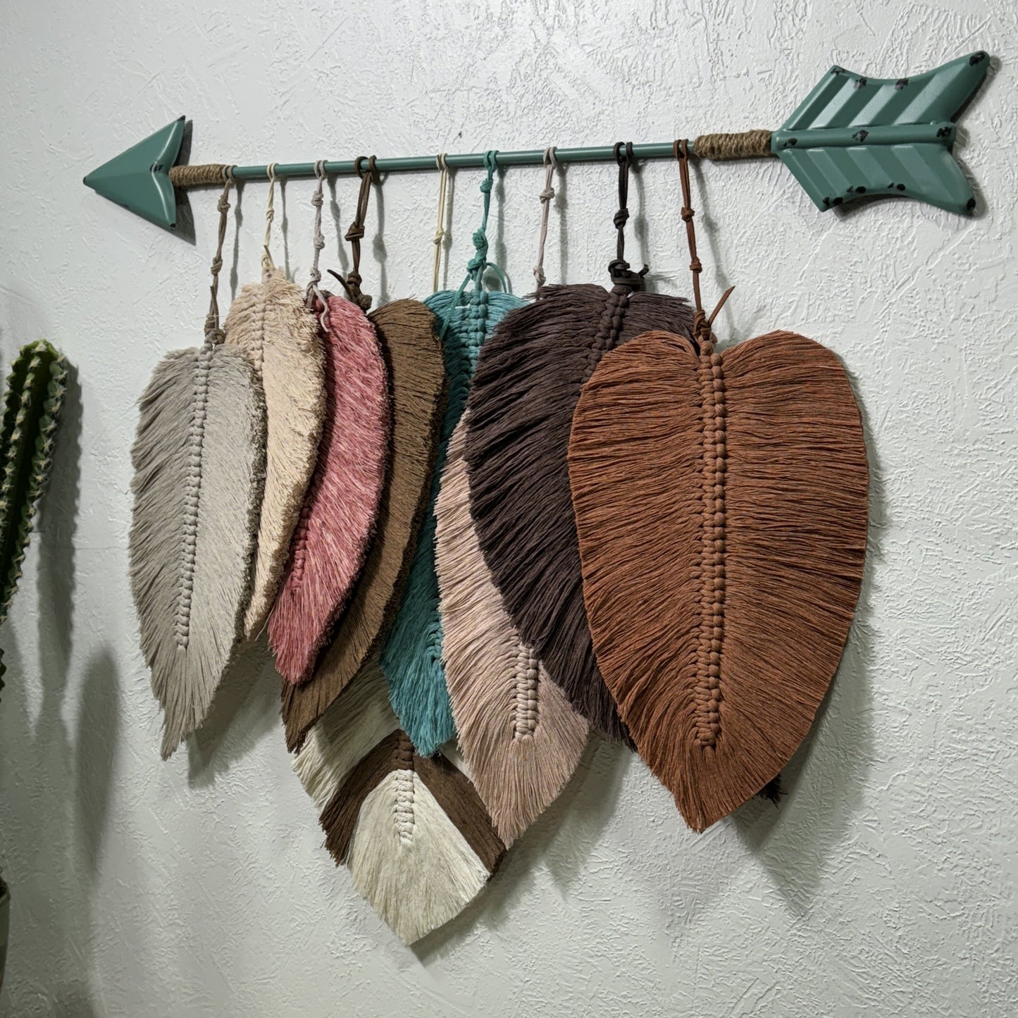 Macrame | Turquoise Arrow and Layered Feathers