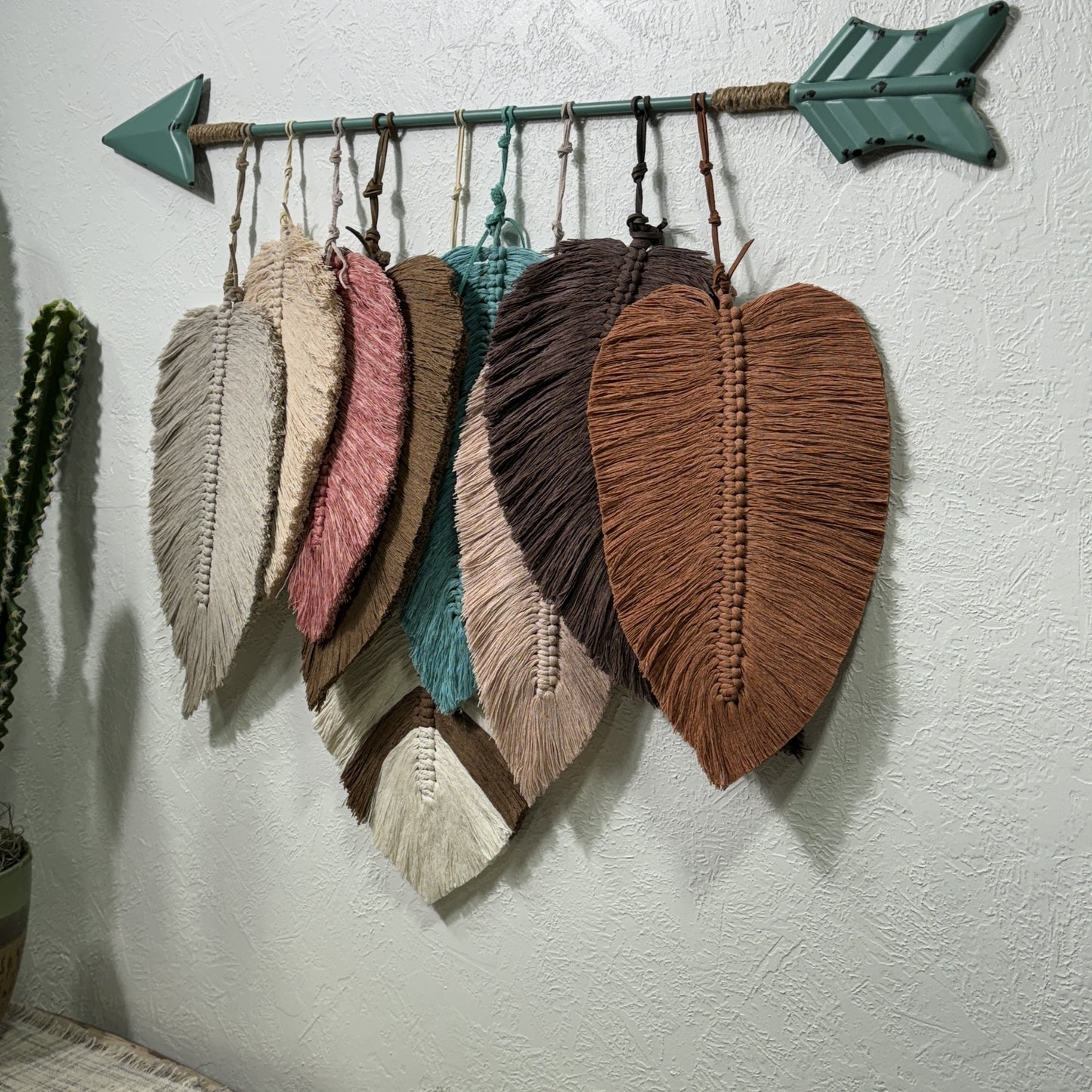 Macrame | Turquoise Arrow and Layered Feathers
