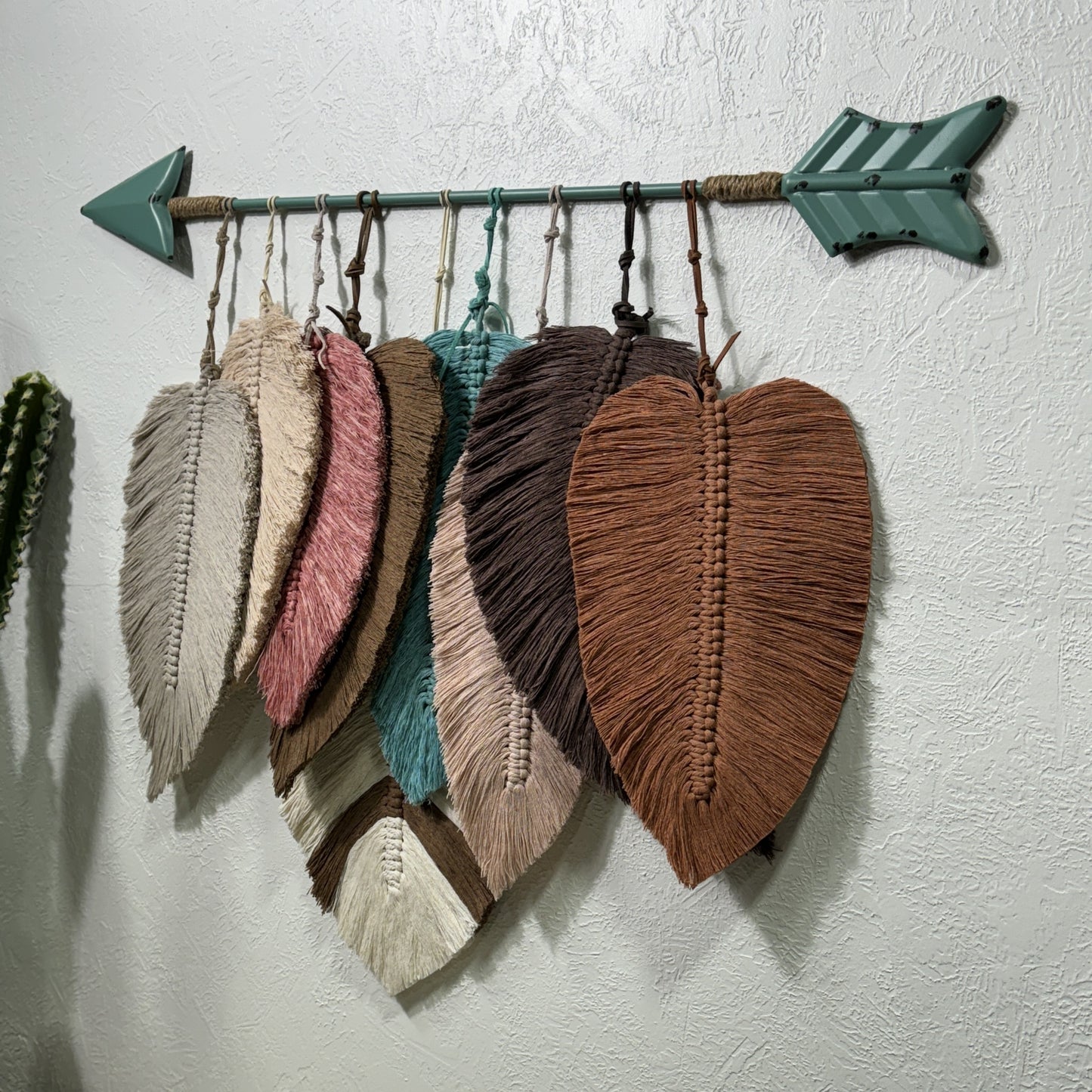 Macrame | Turquoise Arrow and Layered Feathers