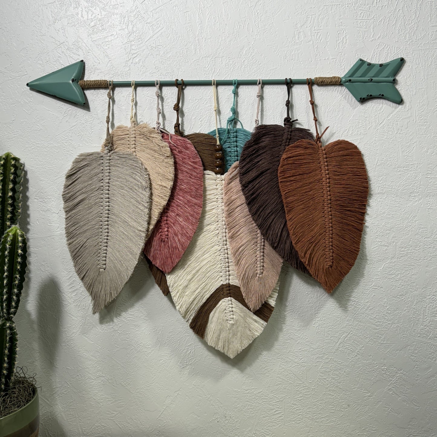 Macrame | Turquoise Arrow and Layered Feathers
