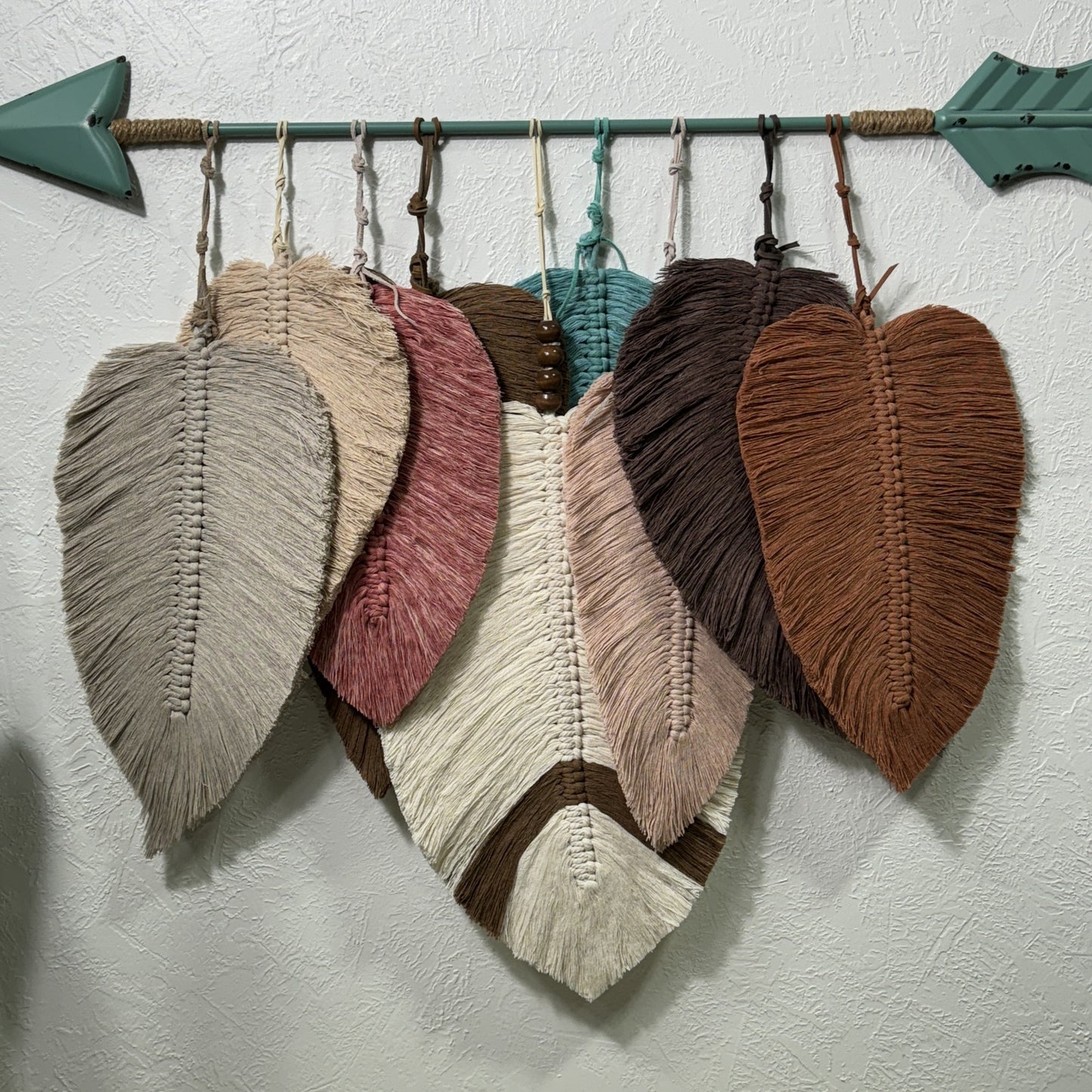 Macrame | Turquoise Arrow and Layered Feathers