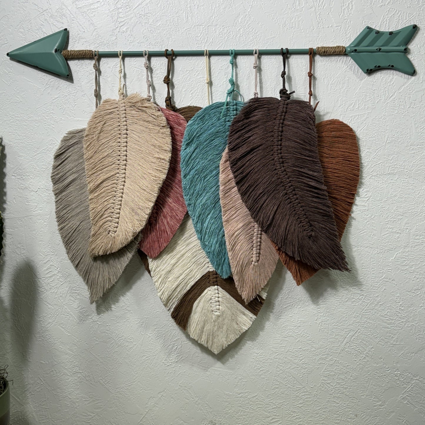 Macrame | Turquoise Arrow and Layered Feathers