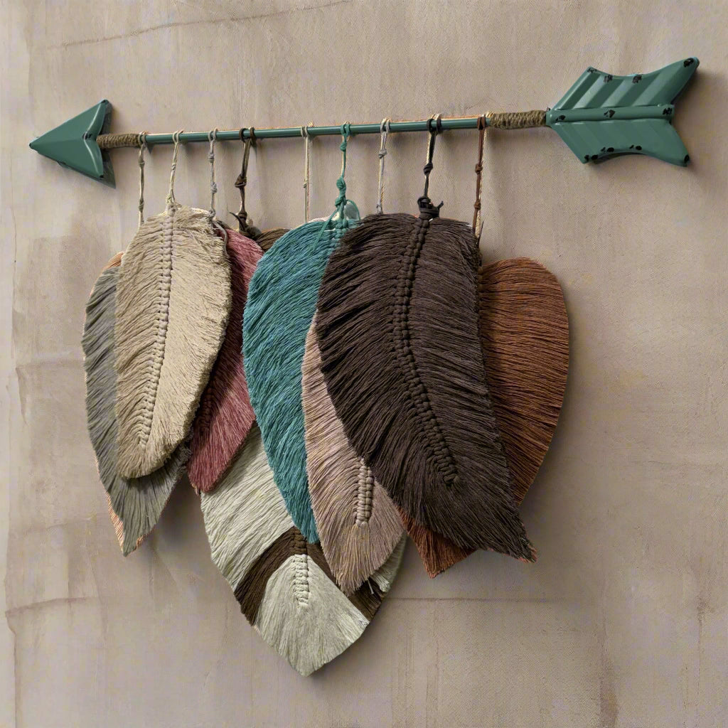 Macrame | Turquoise Arrow and Layered Feathers