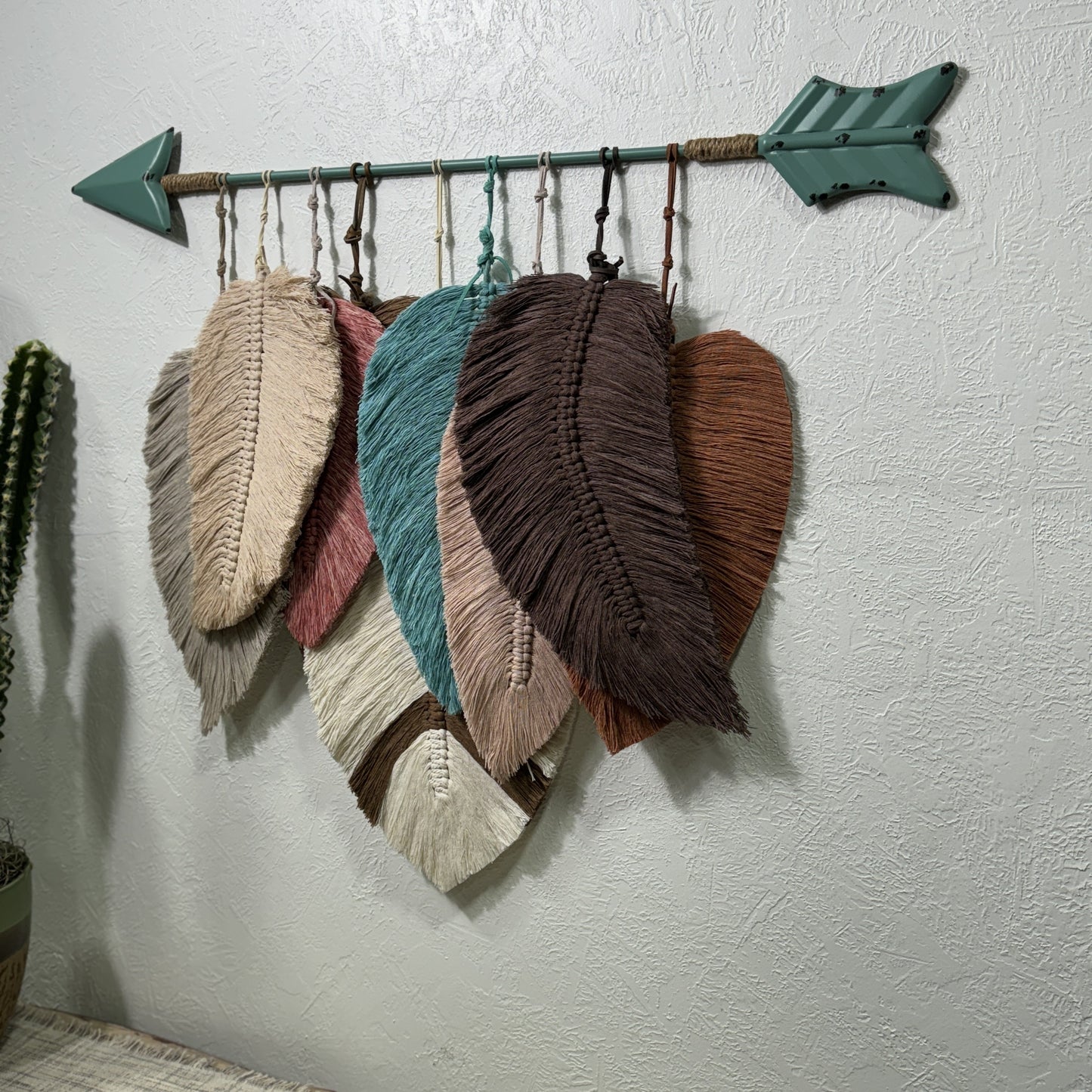 Macrame | Turquoise Arrow and Layered Feathers