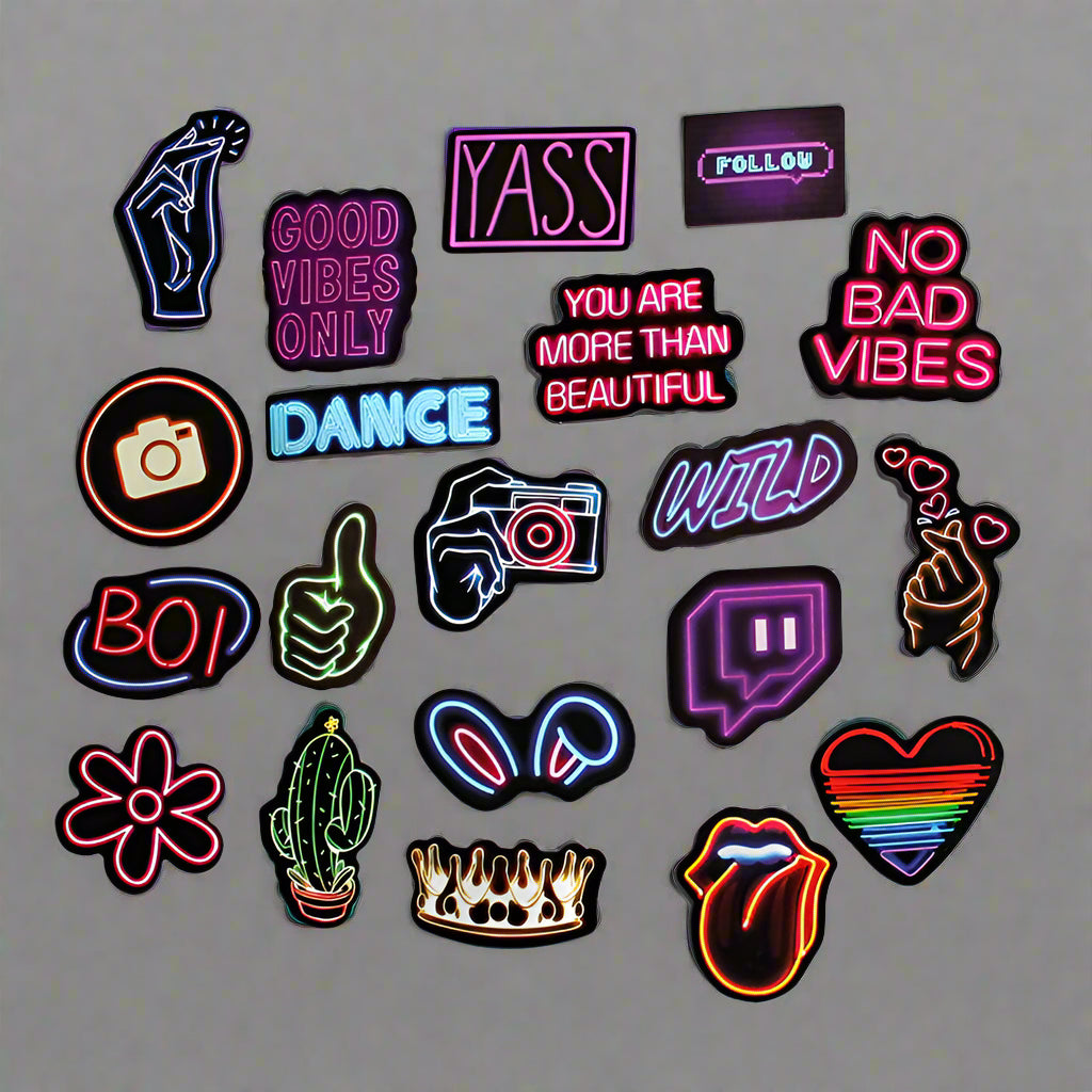 Neon Theme | Stickers | Pack of 20