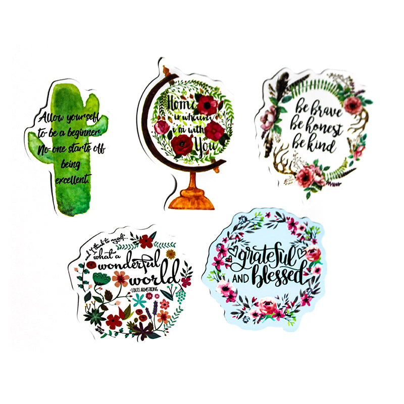 Sayings | Floral Stickers | Pack of 5