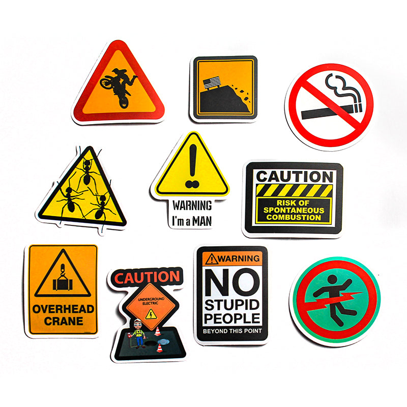 Warning Sign Theme | Stickers | Pack of 10