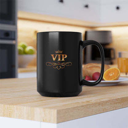 VIP Daytime Drinking Club Mug | Side-by-Side Image | Black Ceramic Mug | 15 oz