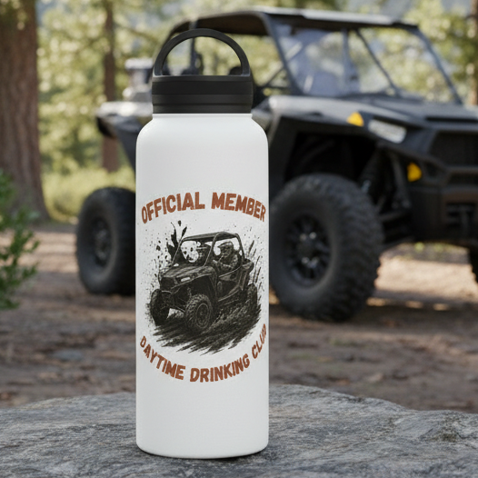 VIP Daytime Drinking Club | Side-by-Side Image | Stainless Steel Water Bottle | 12oz | 18oz | 32oz