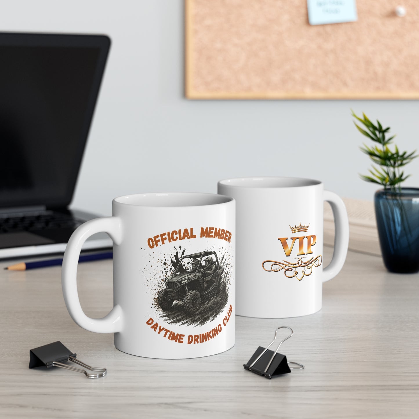 VIP Daytime Drinking Club Mug | Side-by-Side Image | White Ceramic Mug | 11 oz