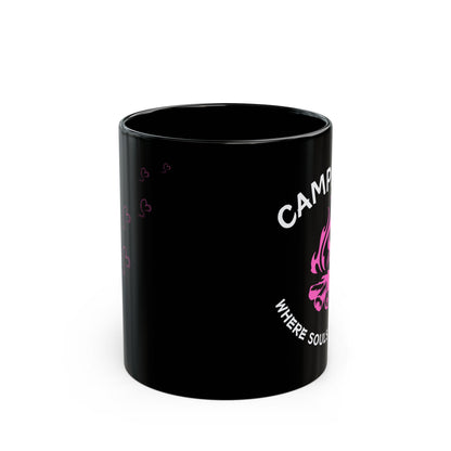 Campfire Soul Healing Black Mug | Pink | Ceramic Mug | 11 oz