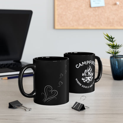 Campfire Soul Healing Black Mug | White | Ceramic Mug | 11 oz