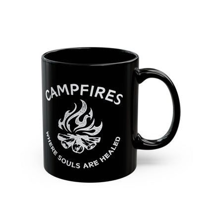 Campfire Soul Healing Black Mug | White | Ceramic Mug | 11 oz