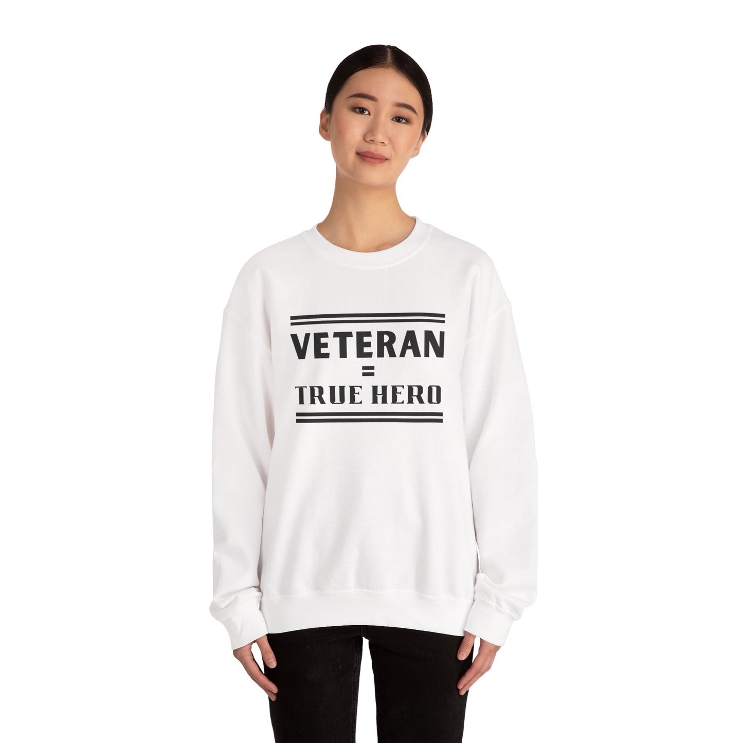 Veteran = True Hero | Unisex Heavy Blend Crewneck Sweatshirt