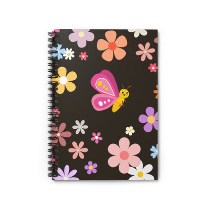 Butterfly in Flowers - Spiral Notebook - Ruled Line