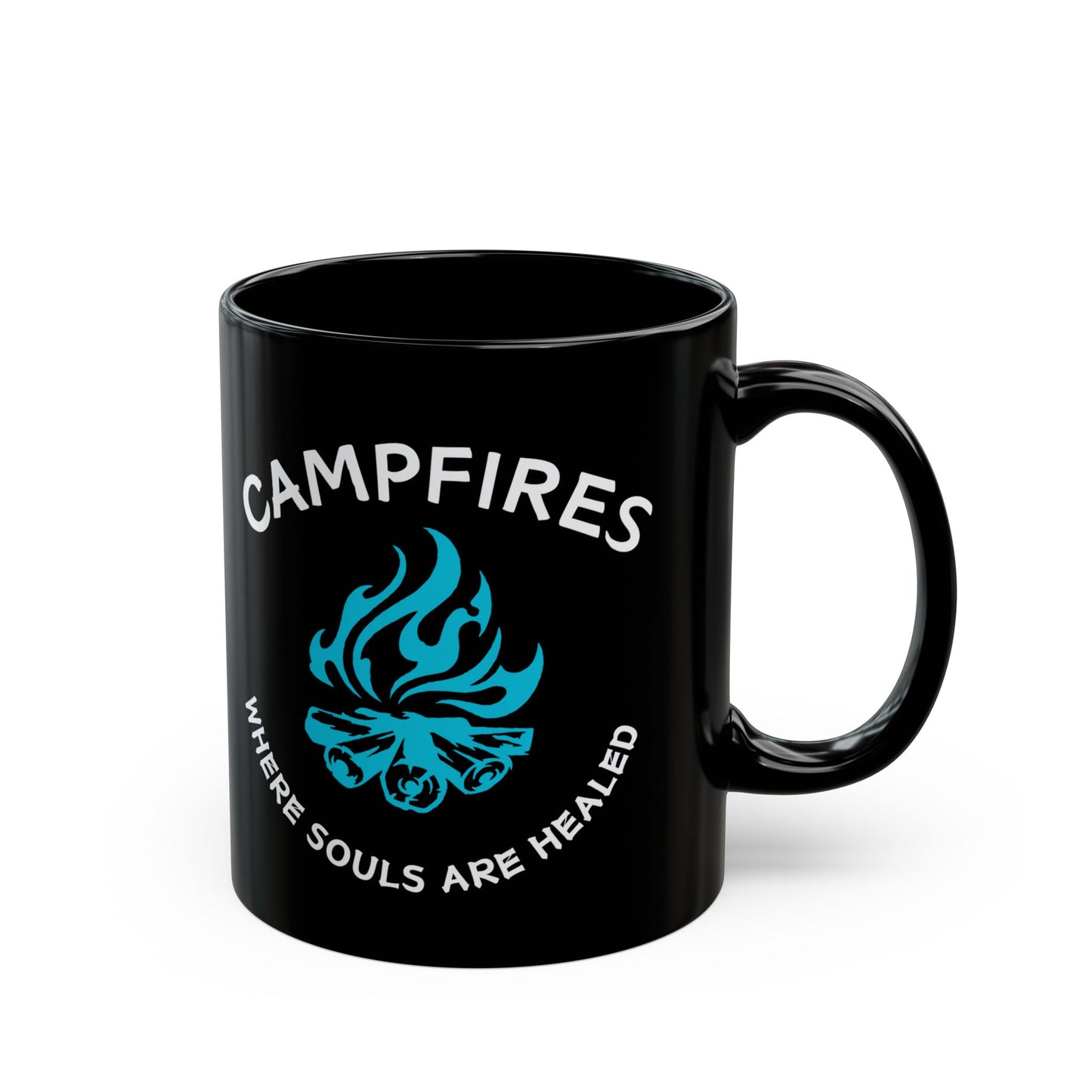 Campfire Soul Healing Black Mug | Blue | Ceramic Mug | 11 oz