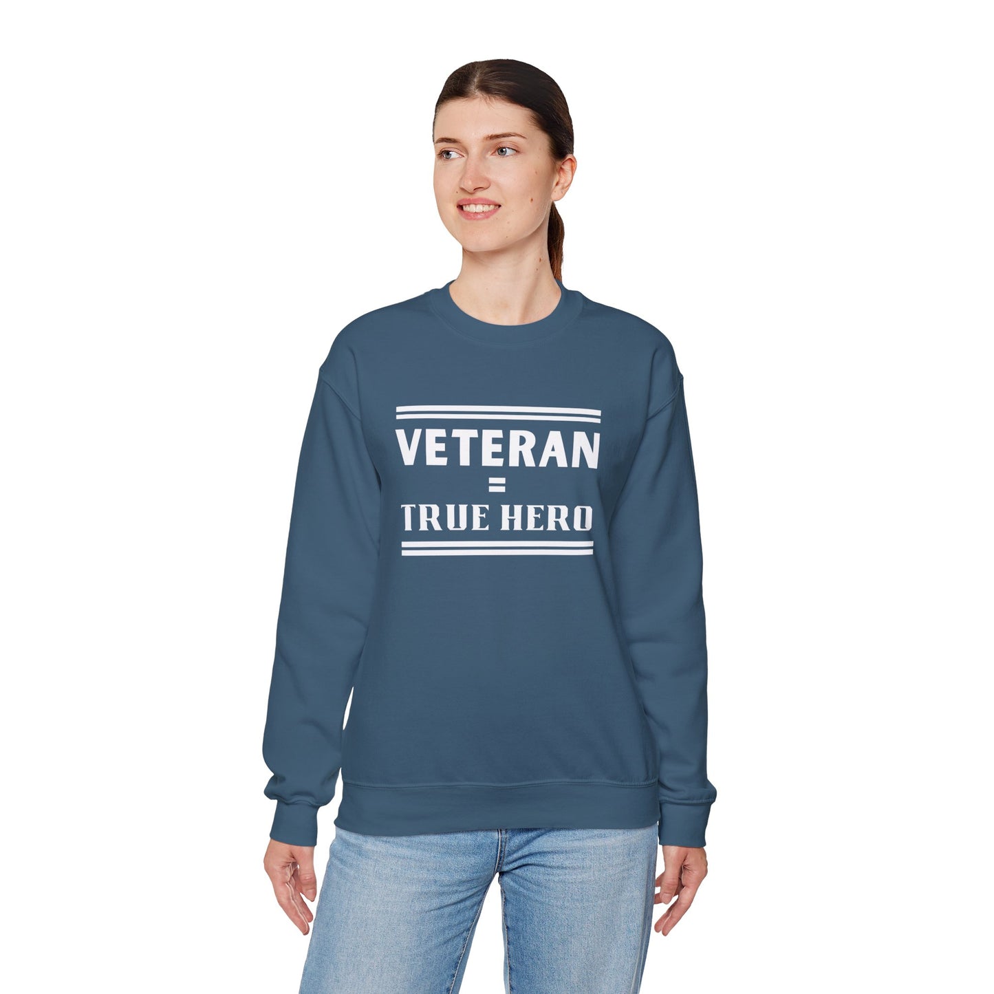 Veteran = True Hero | Unisex Heavy Blend Crewneck Sweatshirt