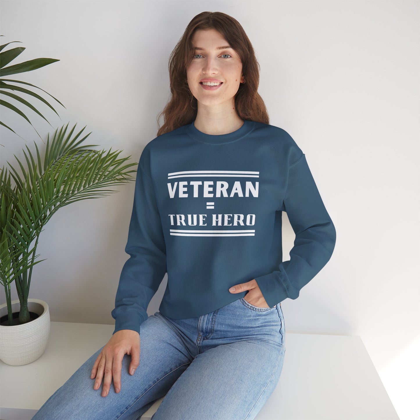 Veteran = True Hero | Unisex Heavy Blend Crewneck Sweatshirt